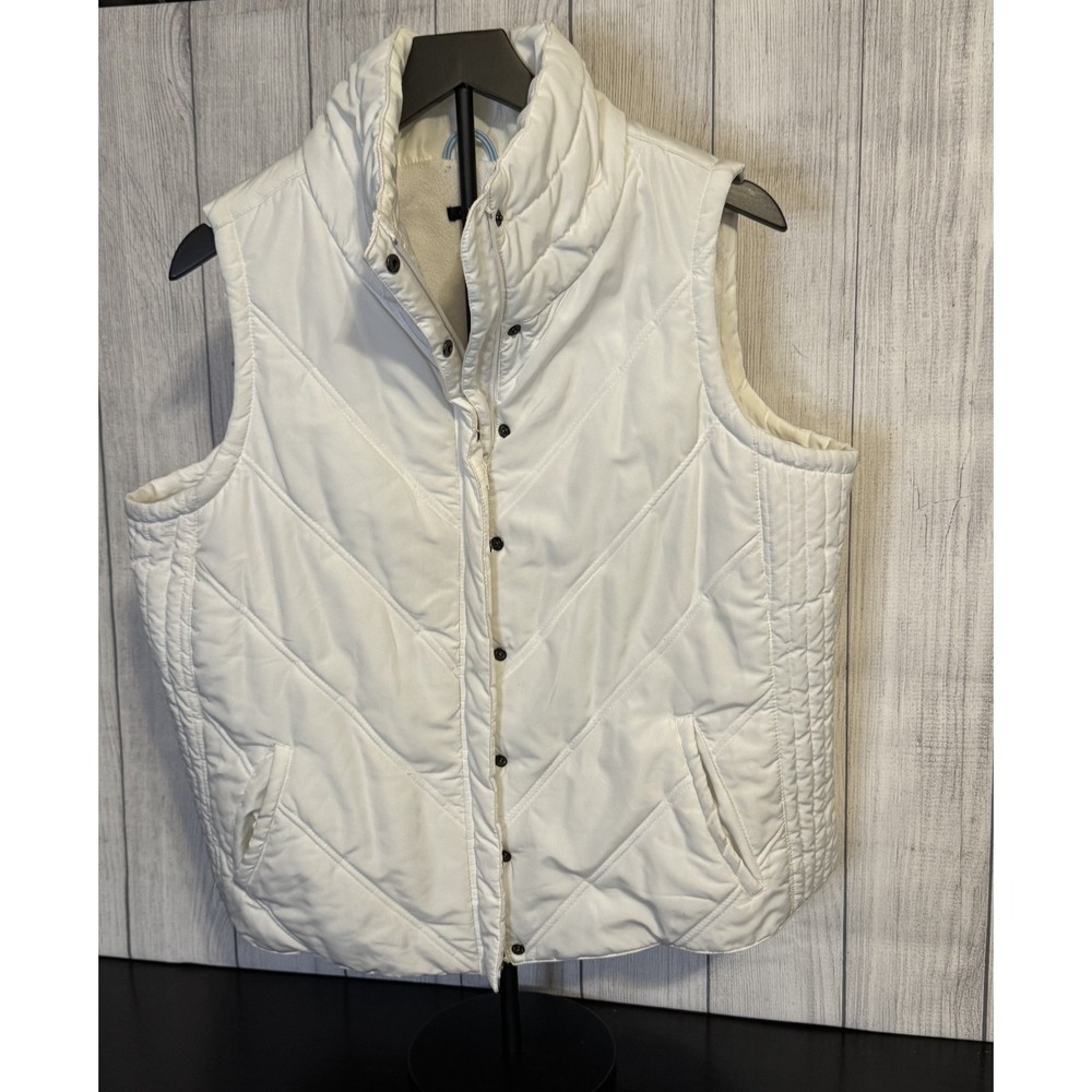 Women's Daisy Fuentes White / Ivory Puffer‎ Vest – Size 1X